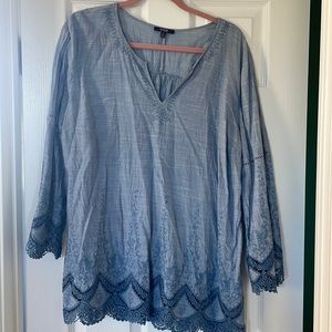 NYDJ chambray tunic blouse size XL